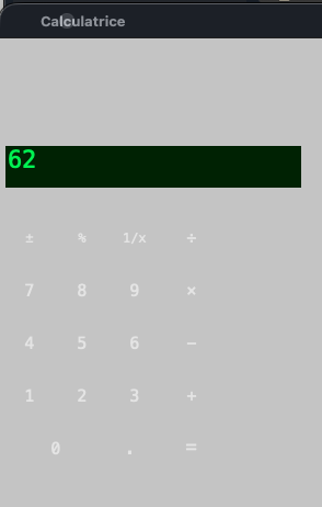 Interface de la calculatrice en C générée par Ornith-1 35B sur un MacBook Pro M4