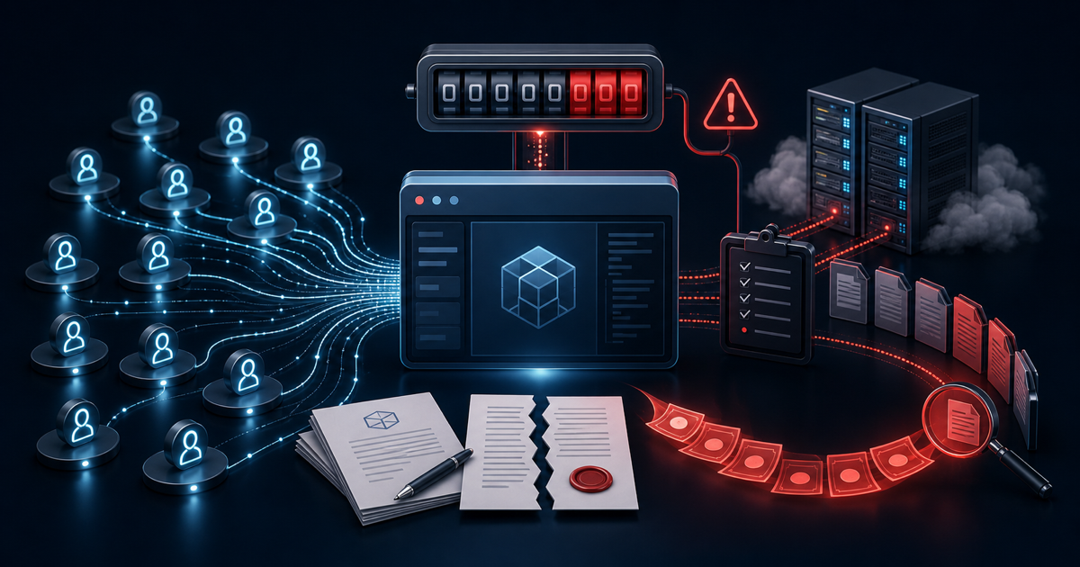 Software sessions connected to a licence counter, servers and a contractual audit