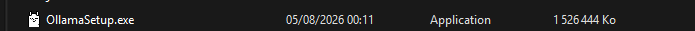 OllamaSetup.exe displayed in the Windows Downloads folder