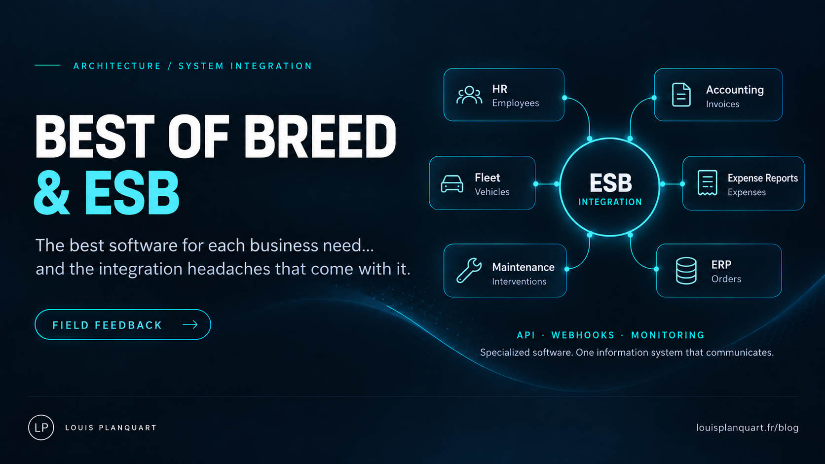 Best of Breed and ESBs: connecting business applications through APIs, webhooks and monitored integration flows
