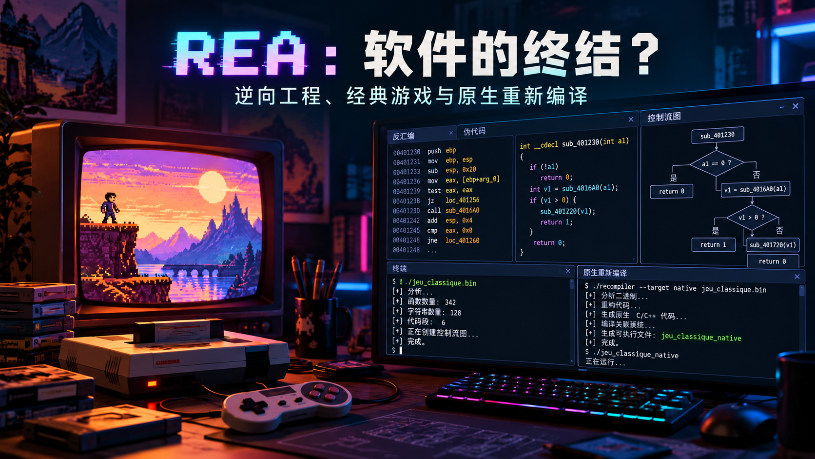 使用 REA 和 AI 智能体分析旧可执行文件，再将重建实现编译为适用于现代平台的程序